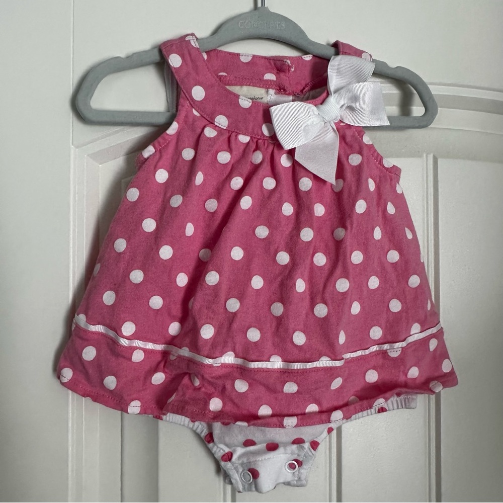 First Impressions Pink and White Dress 0-3 months